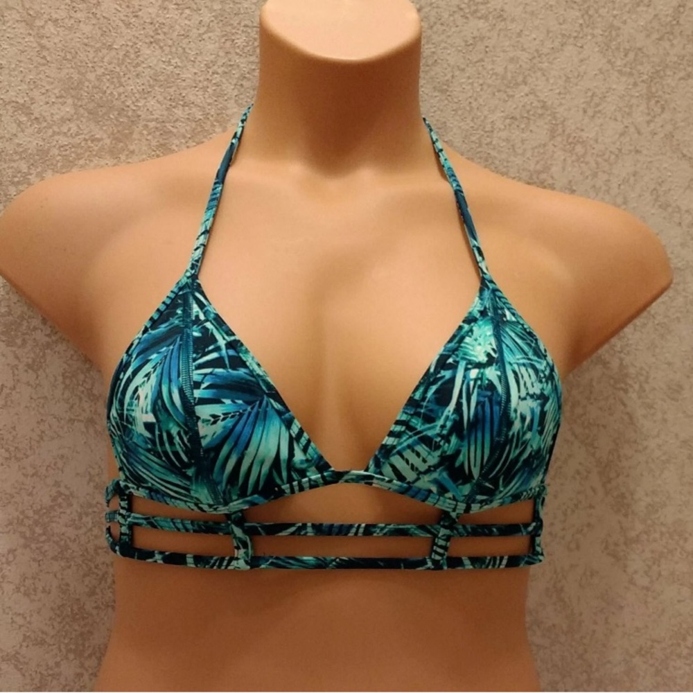 PINK Victoria's Secret Blue Leaf Bikini Top